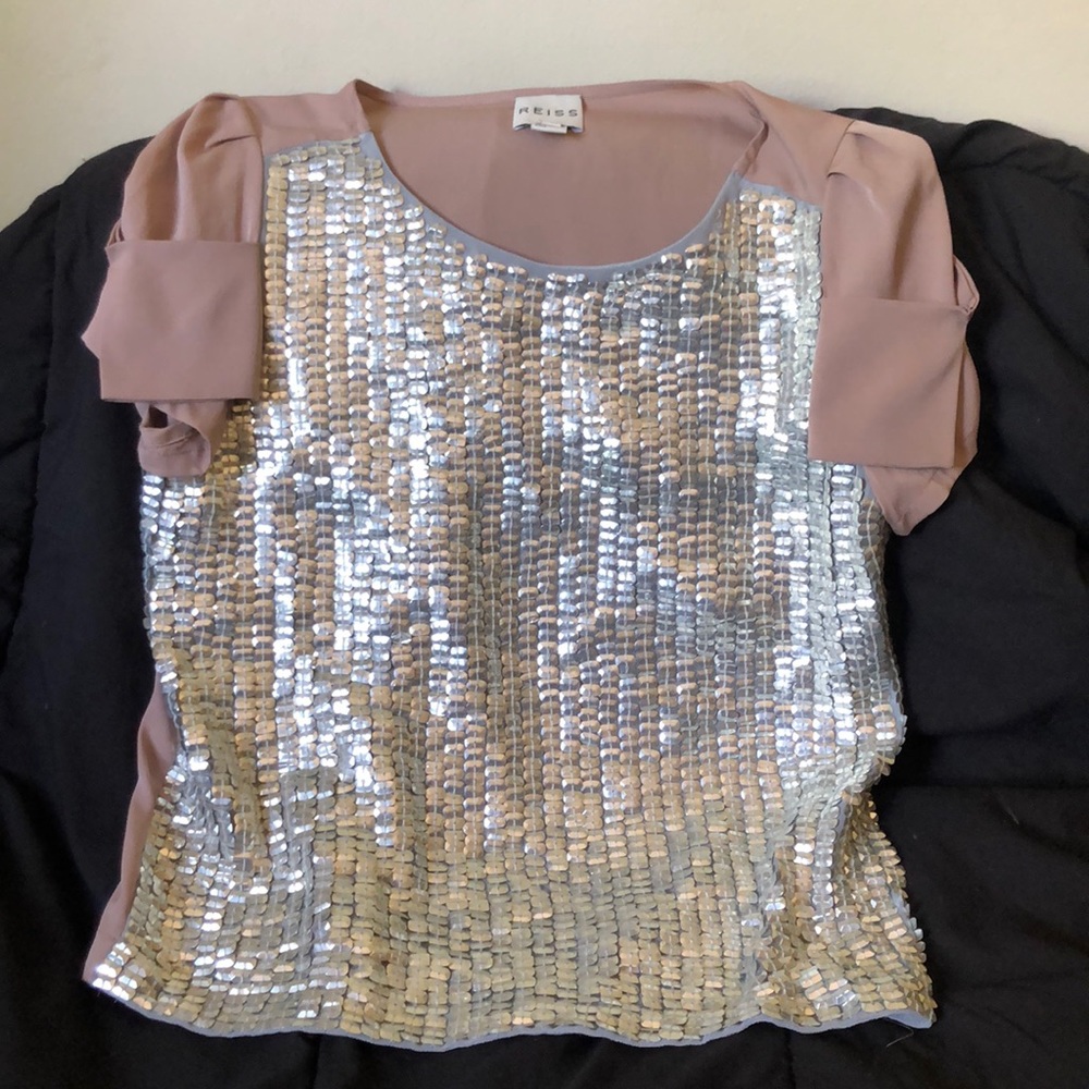 Reiss Silver Sequin & Mauve Blouse - Picture 2 of 9
